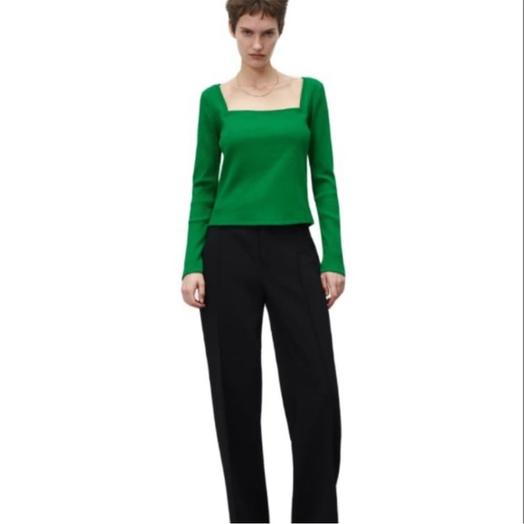 ZARA SQUARE NECK SHIRT GREEN 0962/155/500 LONG SLEEVE TOP - Picture 14 of 14